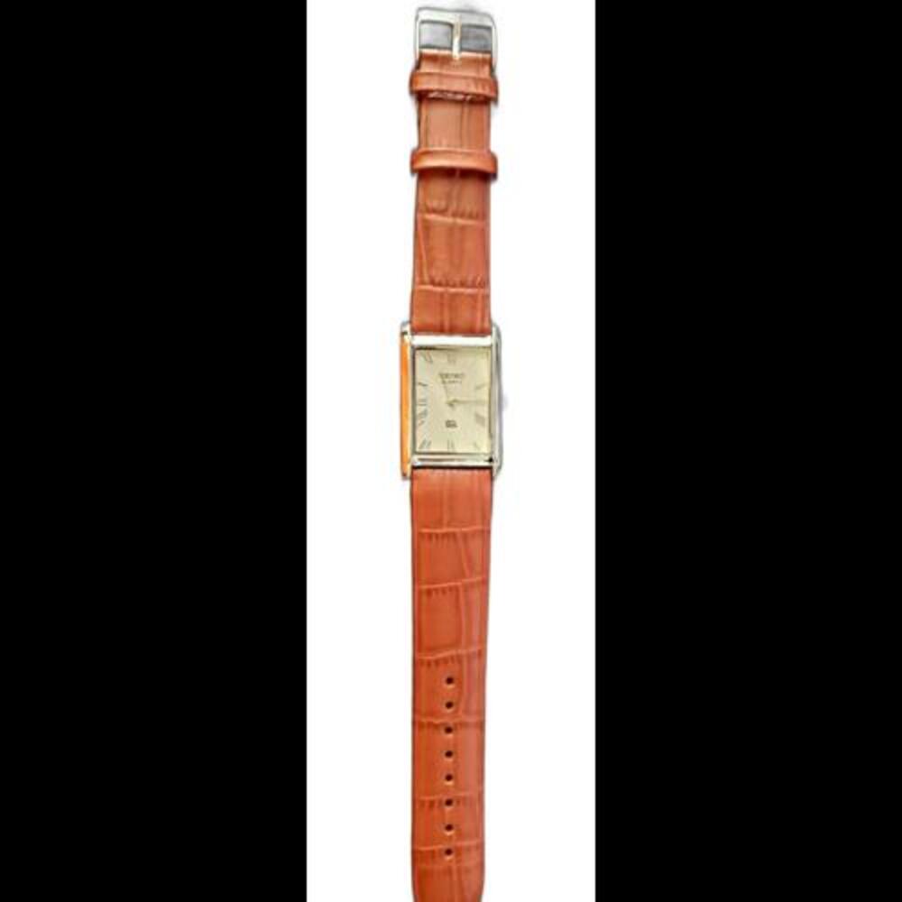 RARE‎ Seiko Men Tank Watch Slv White Dial Brw